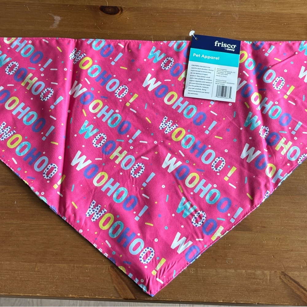 Pink Woohoo Pet Bandana (for Dogs or Cats) - New with tags.